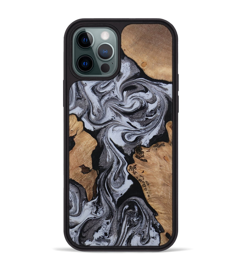 iPhone 12 Pro Max Wood Phone Case - Clem (Black & White, 814795)