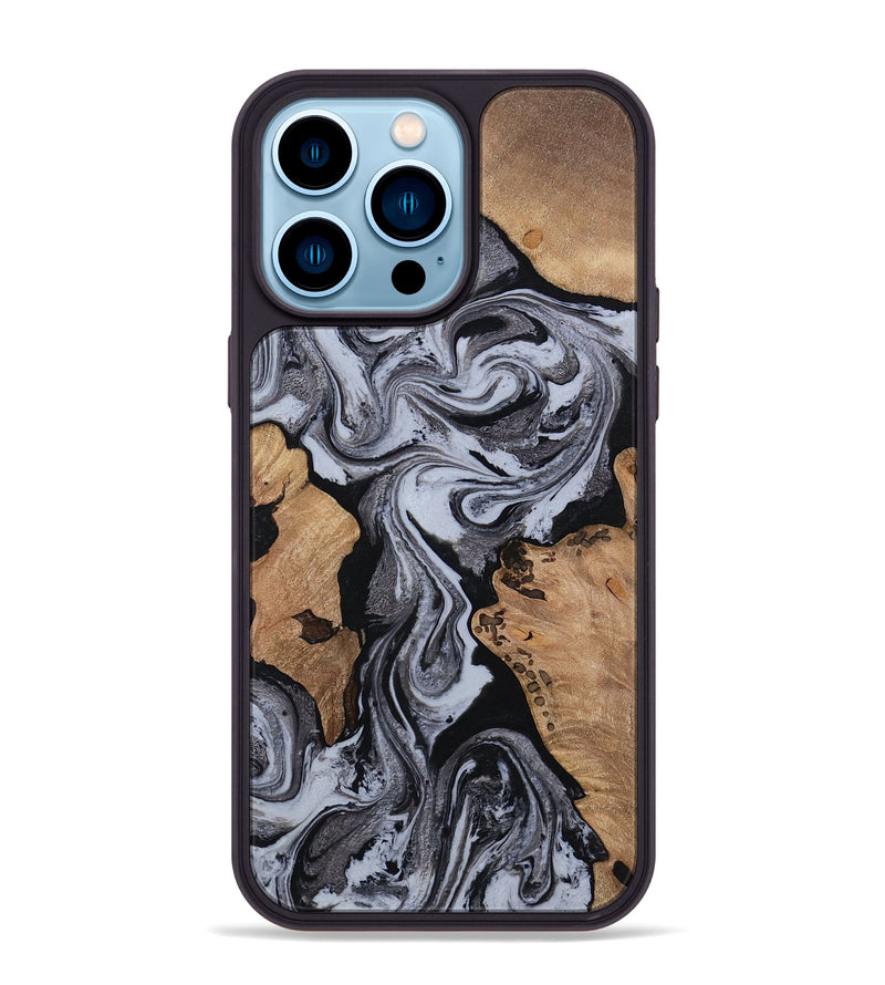 iPhone 14 Pro Max Wood Phone Case - Clem (Black & White, 814795)