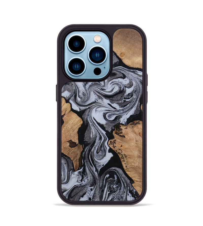 iPhone 14 Pro Wood Phone Case - Clem (Black & White, 814795)