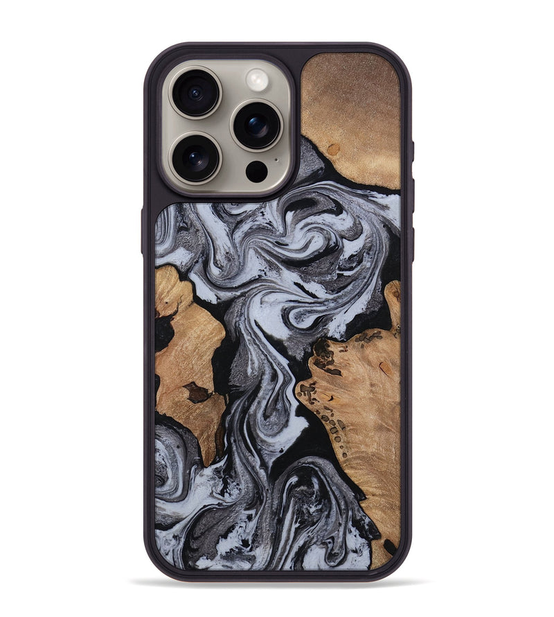 iPhone 15 Pro Max Wood Phone Case - Clem (Black & White, 814795)