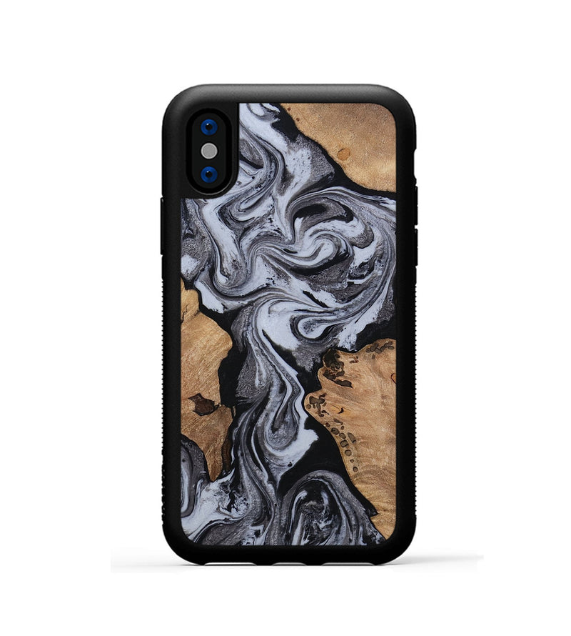 iPhone Xs Wood Phone Case - Clem (Black & White, 814795)