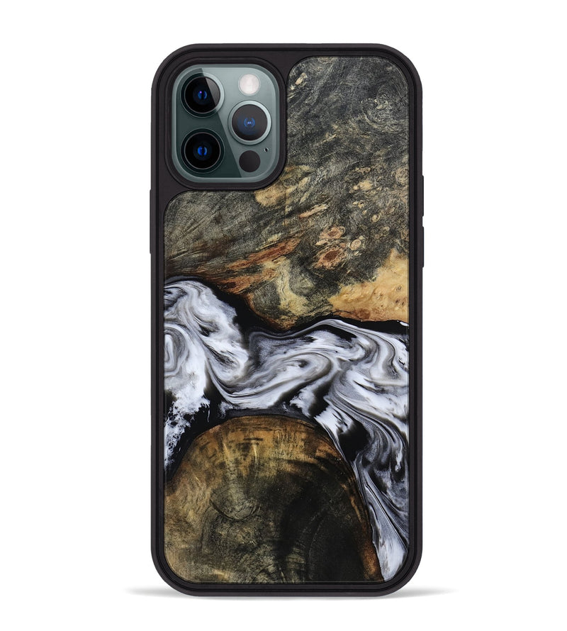 iPhone 12 Pro Max Wood Phone Case - Ardis (Black & White, 814796)