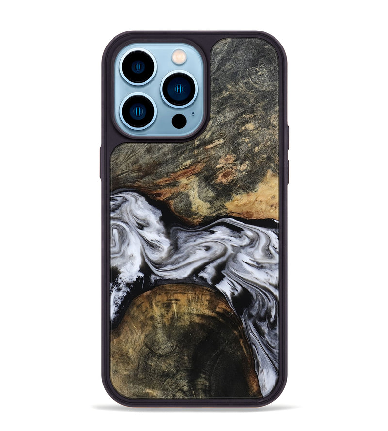 iPhone 14 Pro Max Wood Phone Case - Ardis (Black & White, 814796)