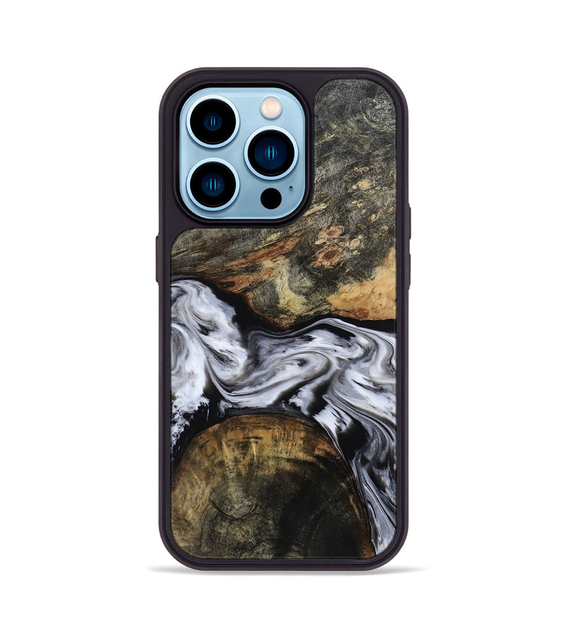 iPhone 14 Pro Wood Phone Case - Ardis (Black & White, 814796)