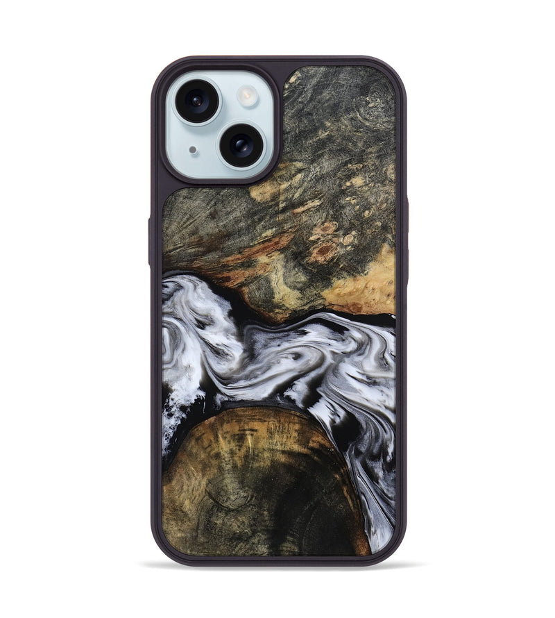 iPhone 15 Wood Phone Case - Ardis (Black & White, 814796)
