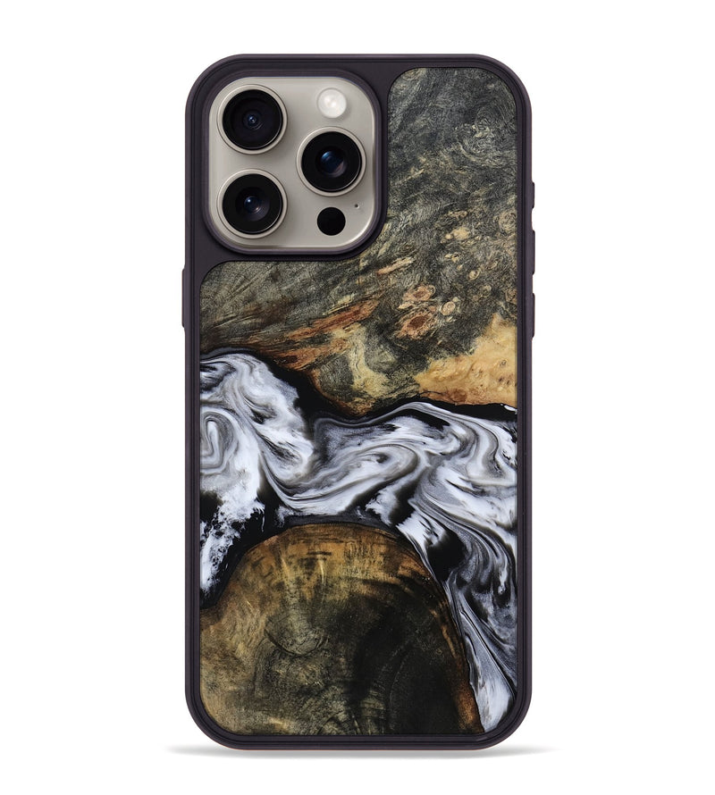 iPhone 15 Pro Max Wood Phone Case - Ardis (Black & White, 814796)