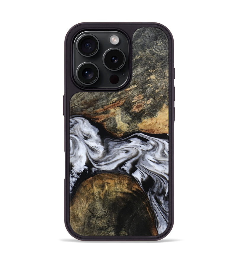 iPhone 16 Pro Wood Phone Case - Ardis (Black & White, 814796)