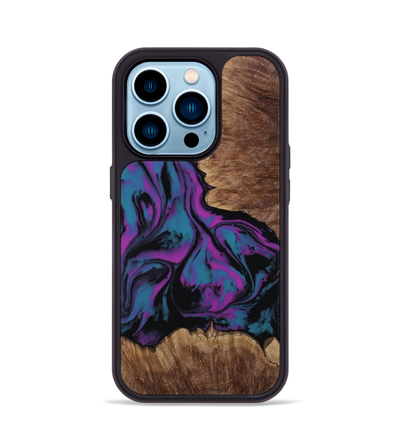 iPhone 14 Pro Wood Phone Case - Latonia (Purple, 814799)