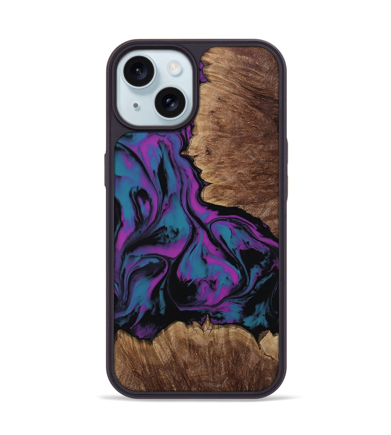 iPhone 15 Wood Phone Case - Latonia (Purple, 814799)