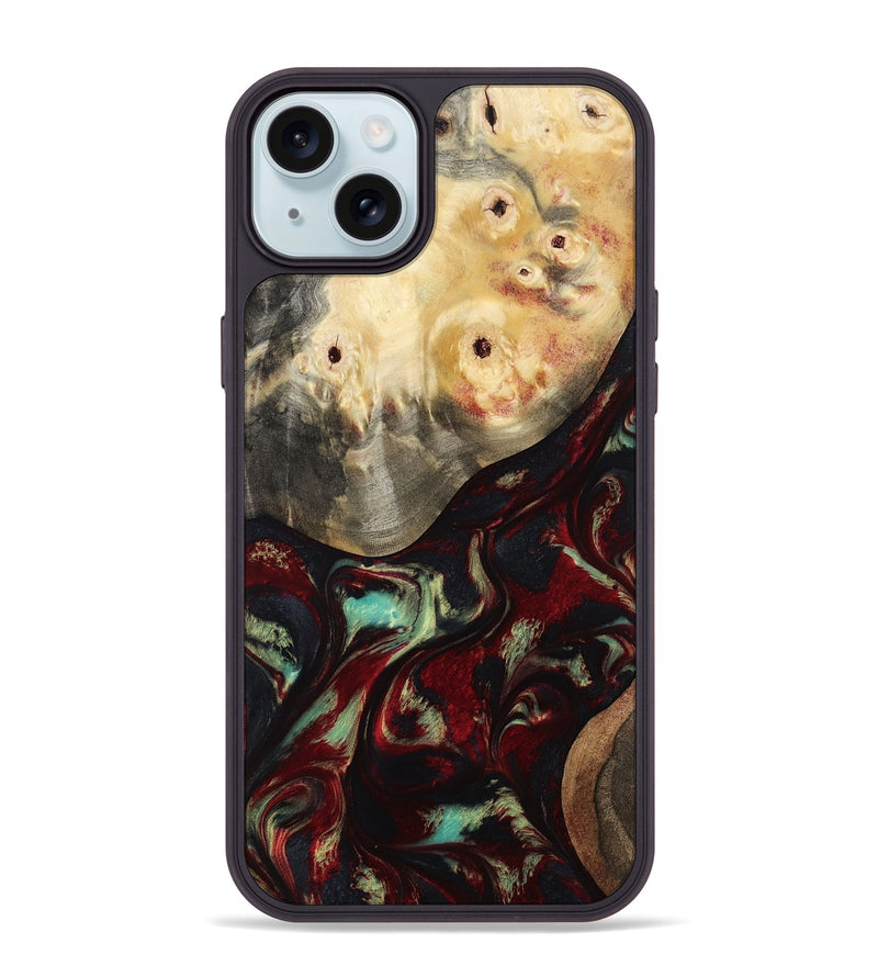 iPhone 15 Plus Wood Phone Case - Mariann (Red, 814806)