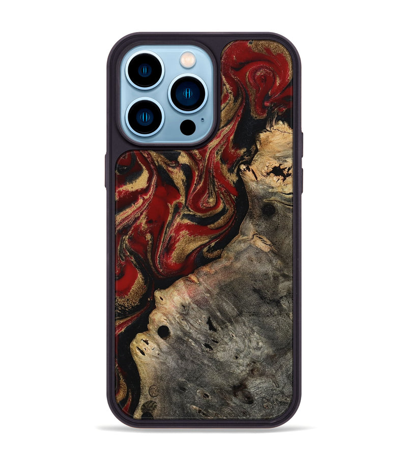 iPhone 14 Pro Max Wood Phone Case - Elda (Red, 814807)