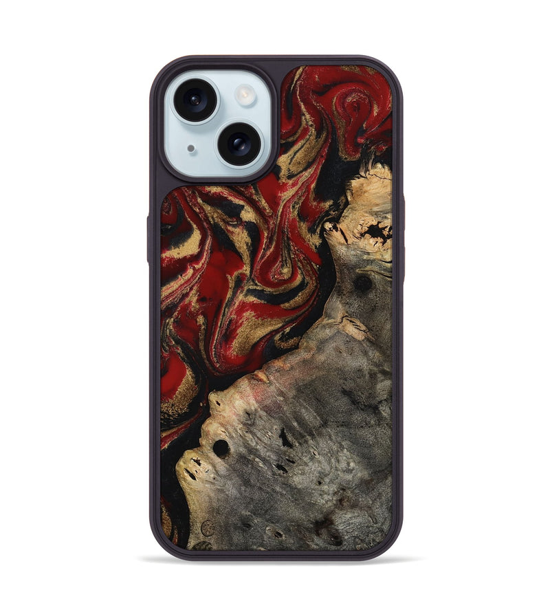 iPhone 15 Wood Phone Case - Elda (Red, 814807)