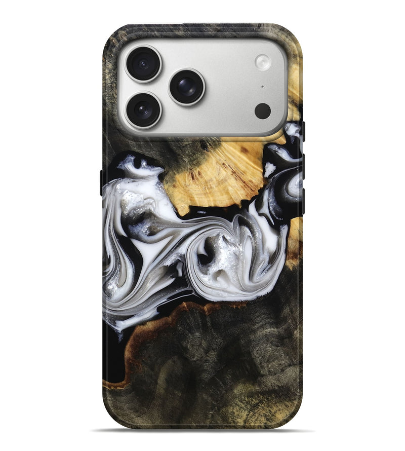 iPhone 17 Pro Max Wood Live Edge Phone Case - Agnes (Black & White, 814823)