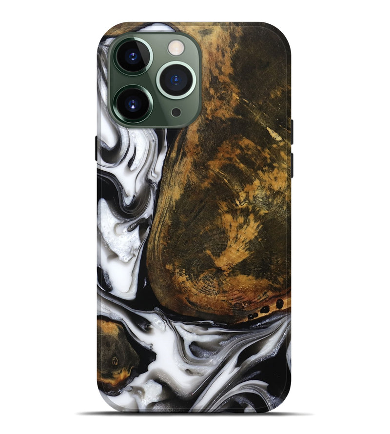 iPhone 13 Pro Max Wood Live Edge Phone Case - Brown (Black & White, 814824)
