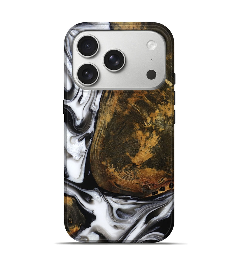 iPhone 17 Pro Wood Live Edge Phone Case - Brown (Black & White, 814824)
