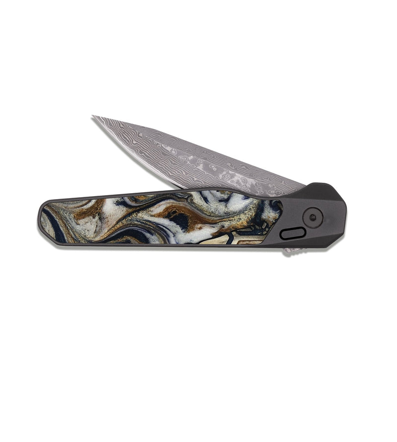 EDC Dark Damascus Wood Pocket Knife - Kortney (Pattern, 814852)
