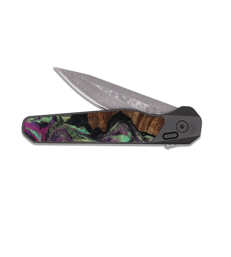 EDC Dark Damascus Wood Pocket Knife - Keaton (Purple, 814862)