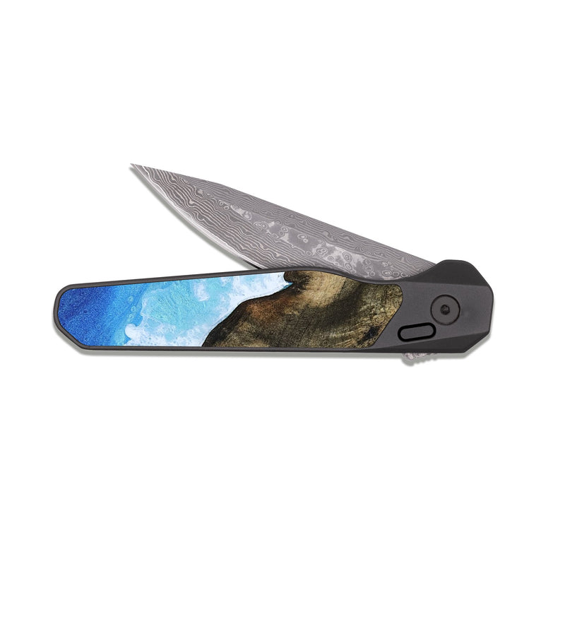 EDC Dark Damascus Wood Pocket Knife - Janell (Coastal, 814902)