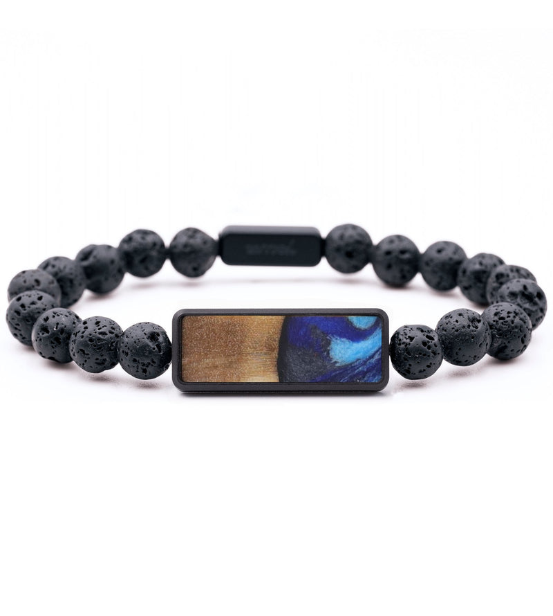 Lava Bead Wood Bracelet - Alina (Blue, 815152)
