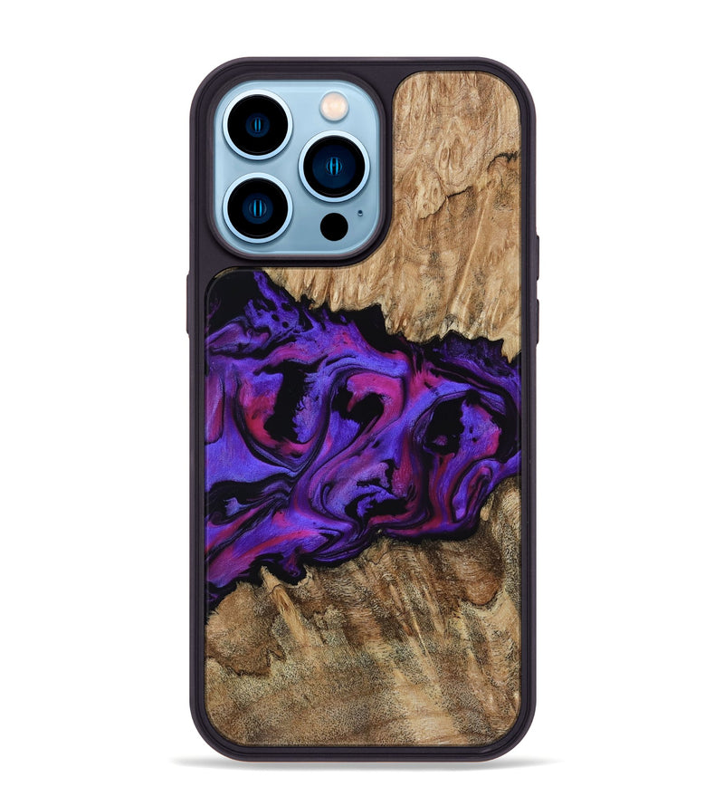 iPhone 14 Pro Max Wood Phone Case - Scarlet (Purple, 815215)