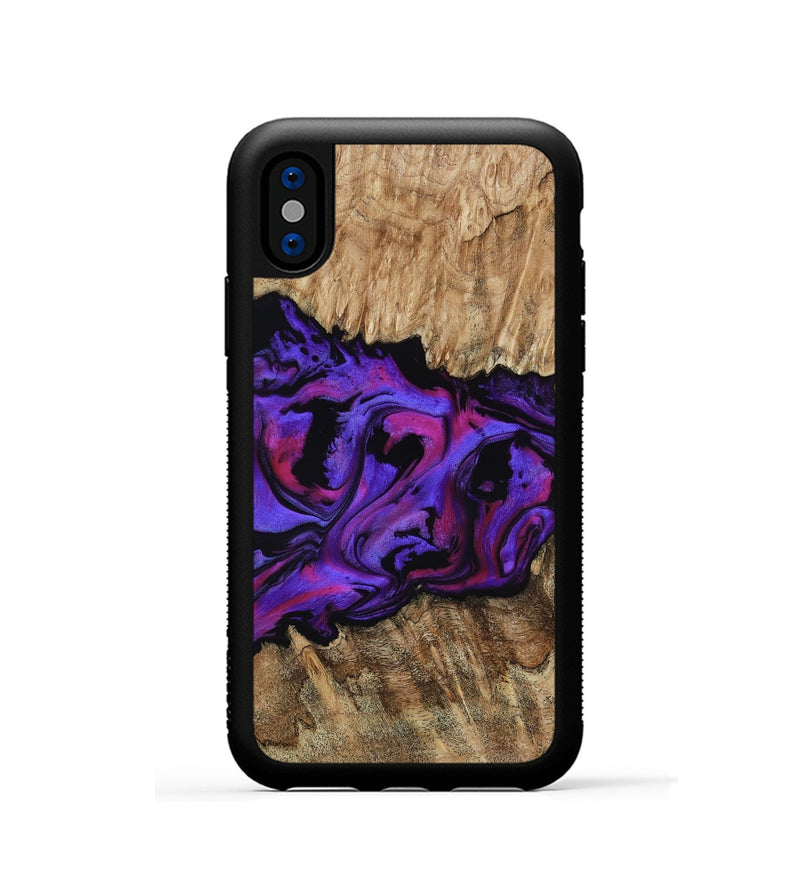 iPhone Xs Wood Phone Case - Scarlet (Purple, 815215)