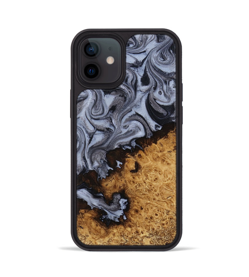 iPhone 12 Wood Phone Case - Kathlyn (Black & White, 815216)