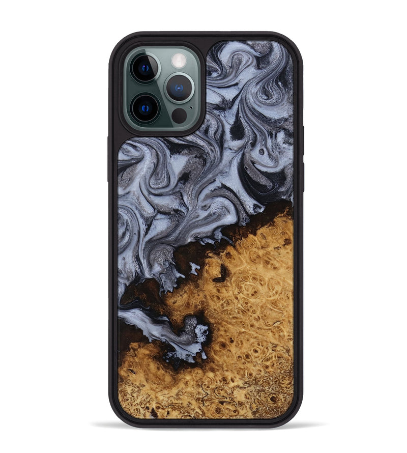 iPhone 12 Pro Max Wood Phone Case - Kathlyn (Black & White, 815216)