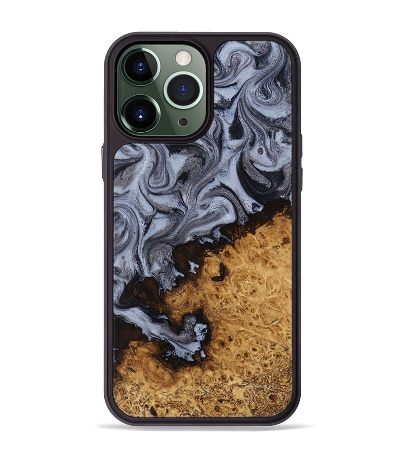 iPhone 13 Pro Max Wood Phone Case - Kathlyn (Black & White, 815216)