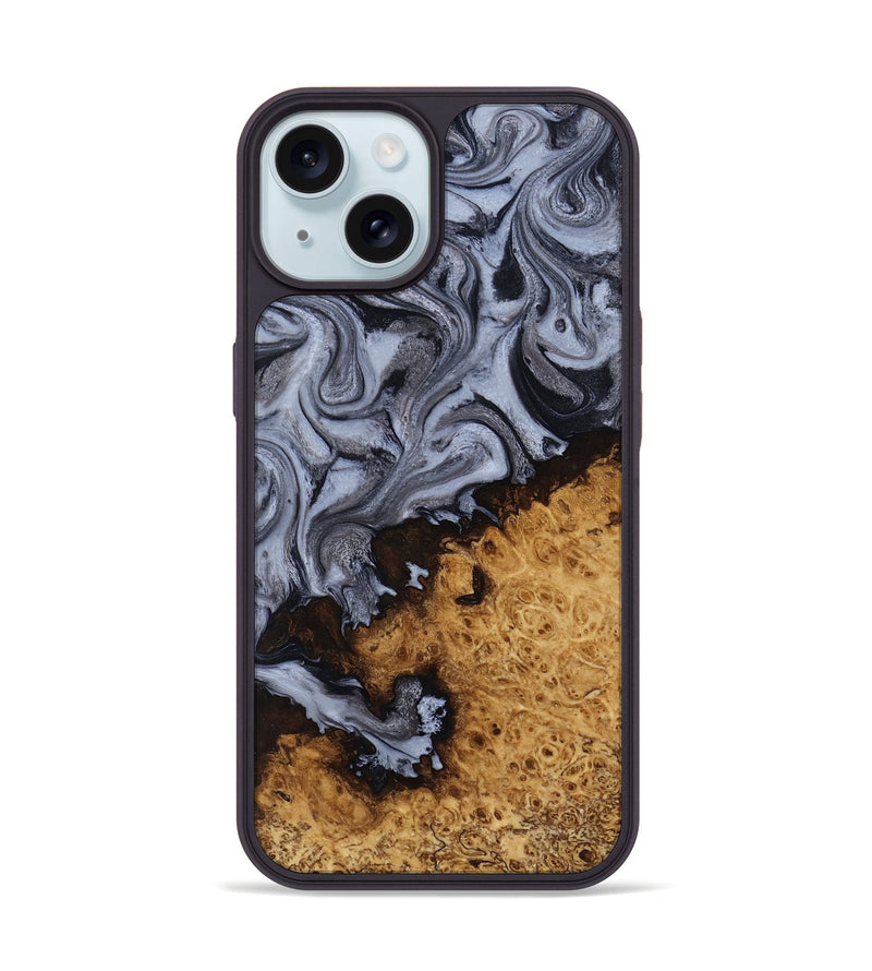iPhone 15 Wood Phone Case - Kathlyn (Black & White, 815216)
