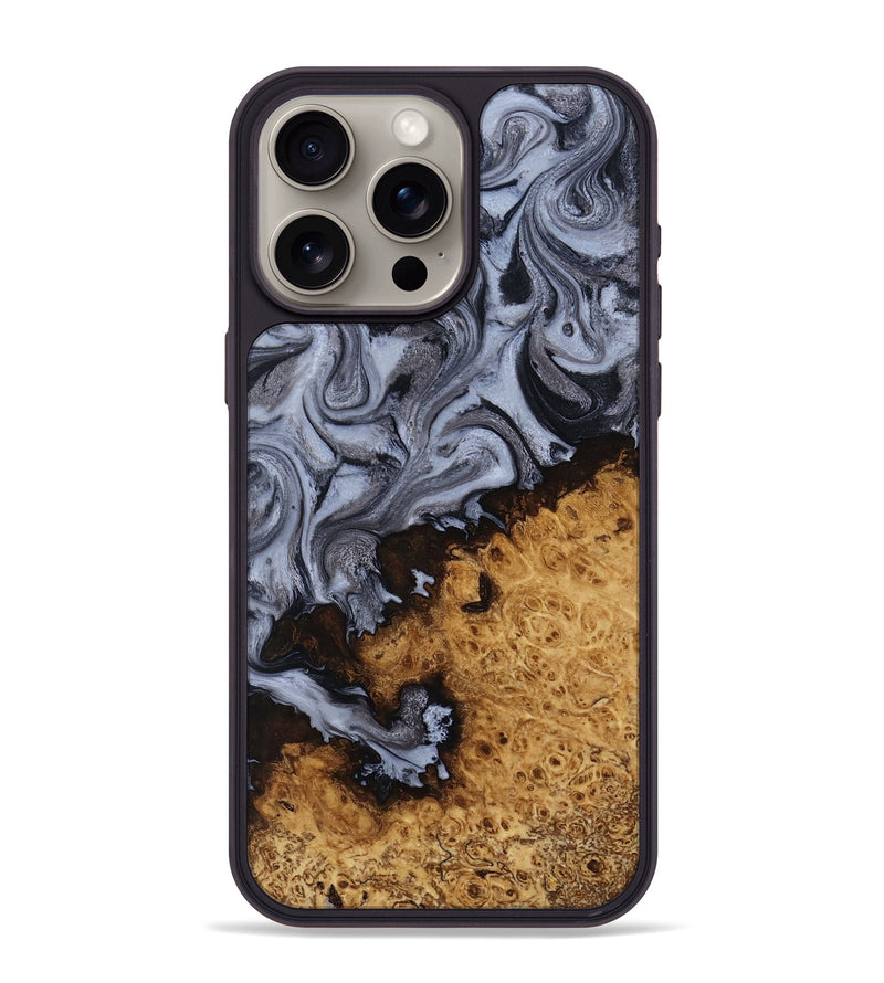 iPhone 15 Pro Max Wood Phone Case - Kathlyn (Black & White, 815216)