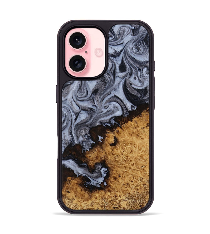 iPhone 16 Wood Phone Case - Kathlyn (Black & White, 815216)