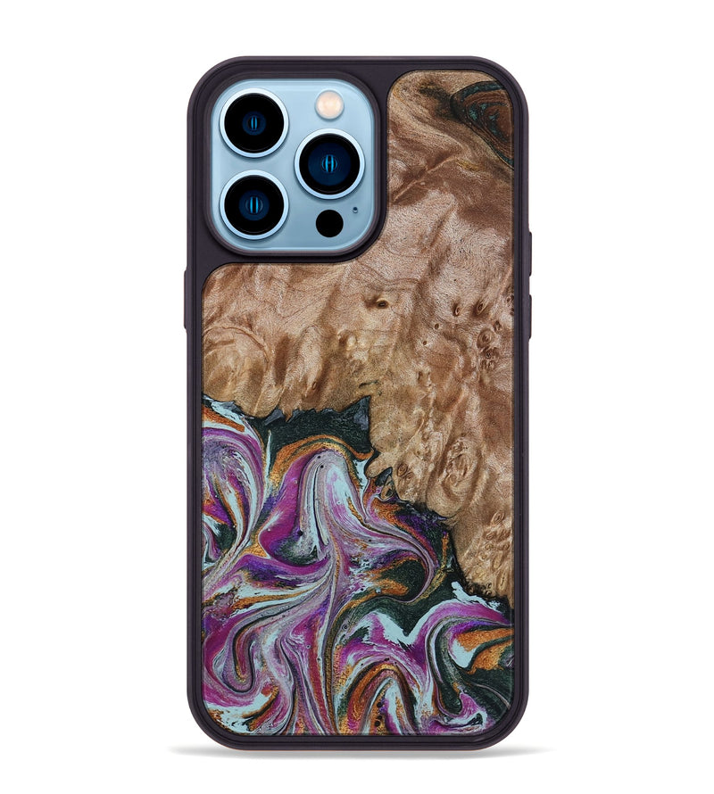 iPhone 14 Pro Max Wood Phone Case - Britney (Green, 815222)