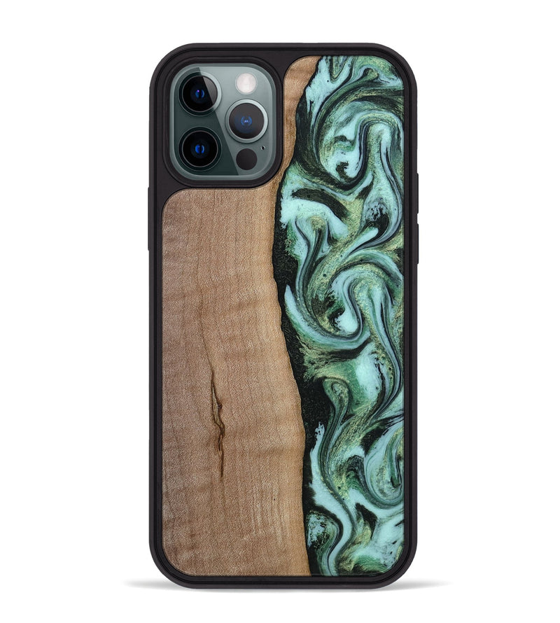 iPhone 12 Pro Max Wood Phone Case - London (Green, 815224)