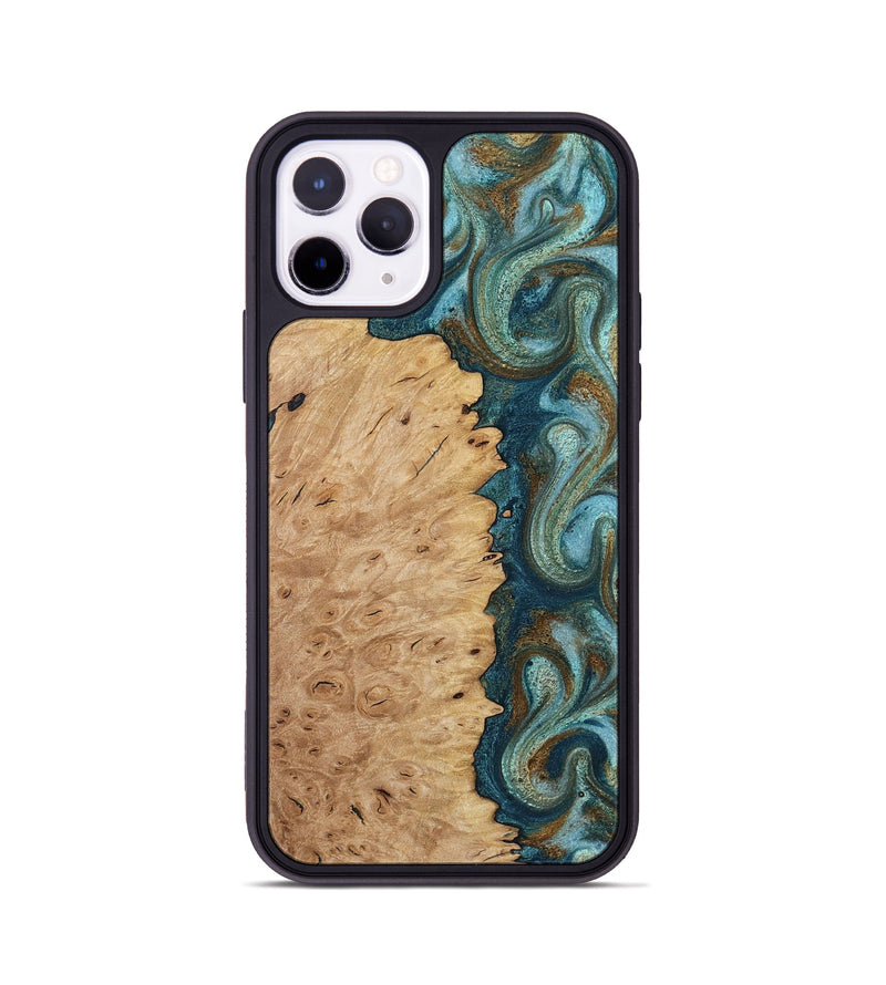 iPhone 11 Pro Wood Phone Case - Chris (Teal & Gold, 815228)