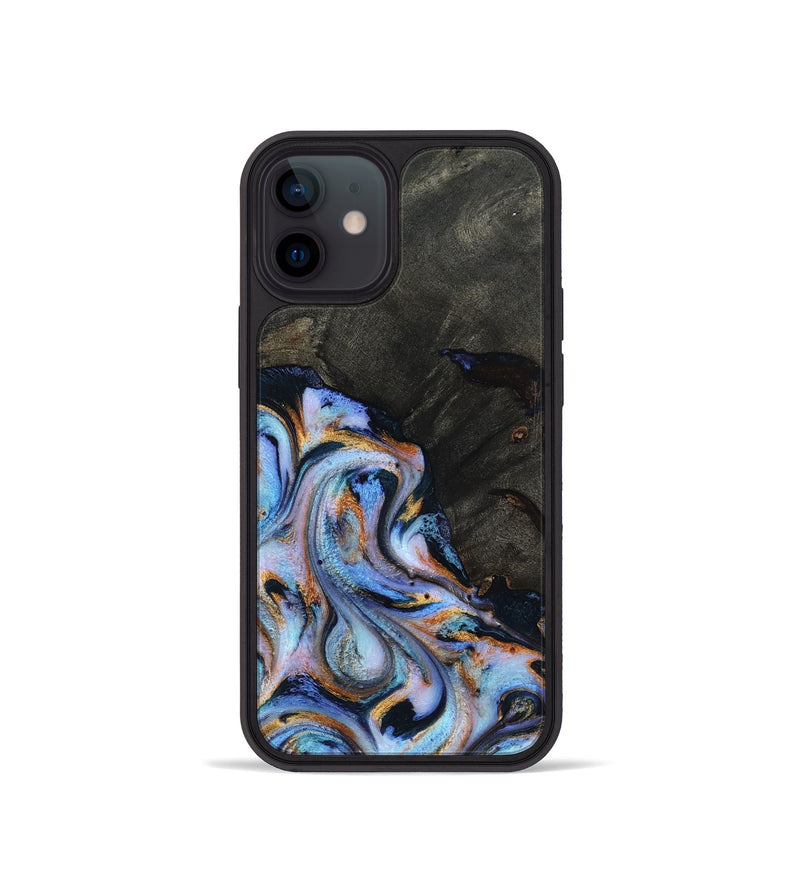 iPhone 12 mini Wood Phone Case - Carolyn (Teal & Gold, 815231)