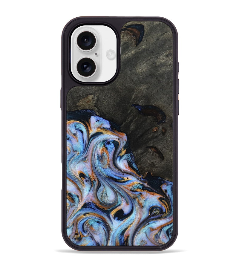 iPhone 16 Plus Wood Phone Case - Carolyn (Teal & Gold, 815231)