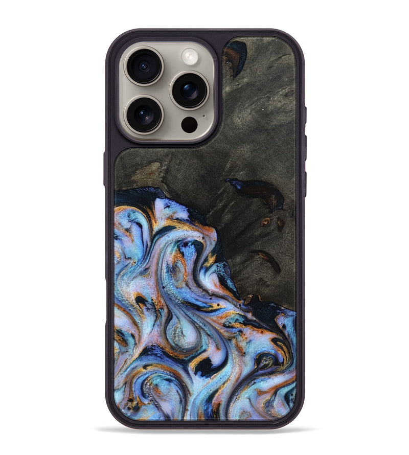 iPhone 16 Pro Max Wood Phone Case - Carolyn (Teal & Gold, 815231)