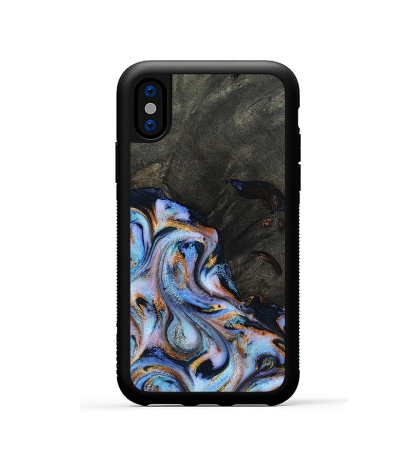 iPhone Xs Wood Phone Case - Carolyn (Teal & Gold, 815231)