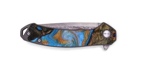 EDC Wood Pocket Knife - Zander (Teal & Gold, 815233)