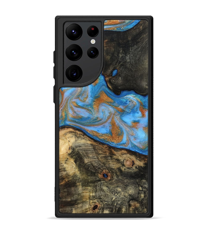 Galaxy S22 Ultra Wood Phone Case - Zander (Teal & Gold, 815233)