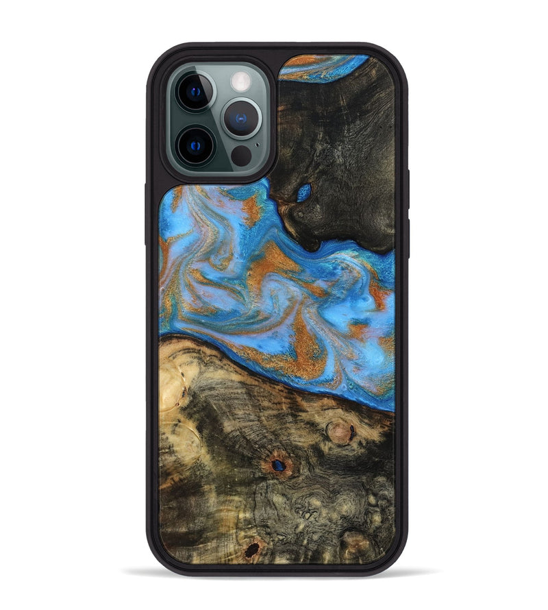 iPhone 12 Pro Max Wood Phone Case - Zander (Teal & Gold, 815233)