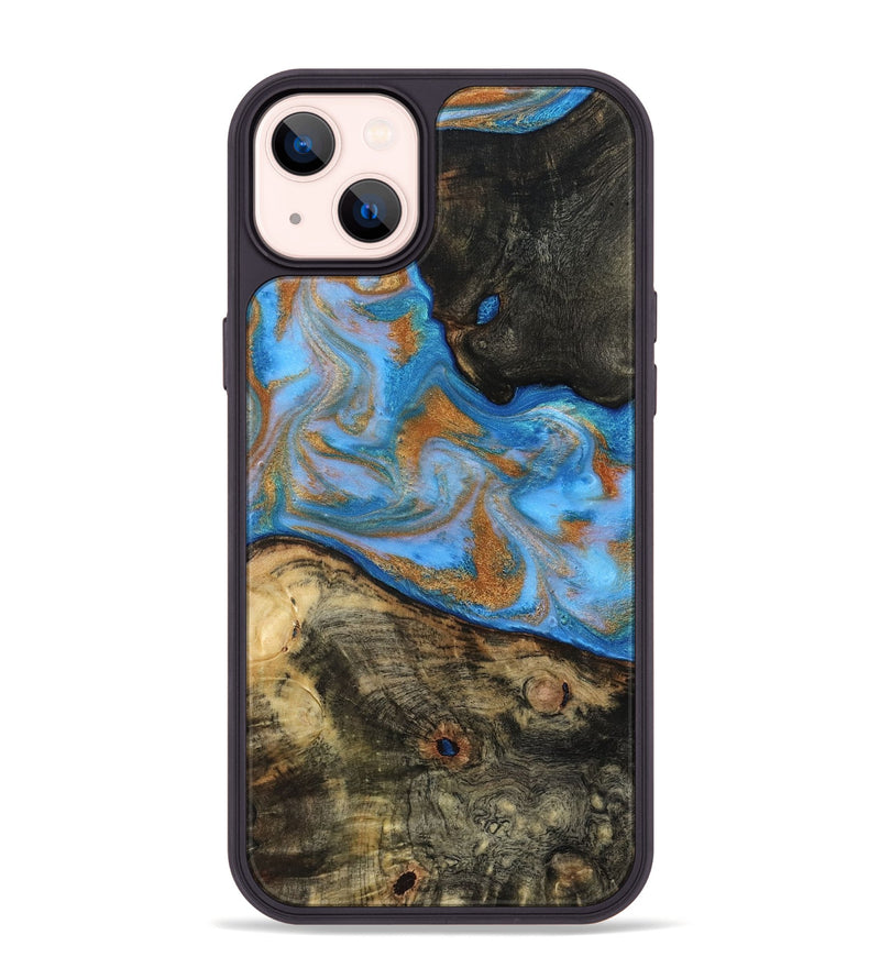 iPhone 14 Plus Wood Phone Case - Zander (Teal & Gold, 815233)
