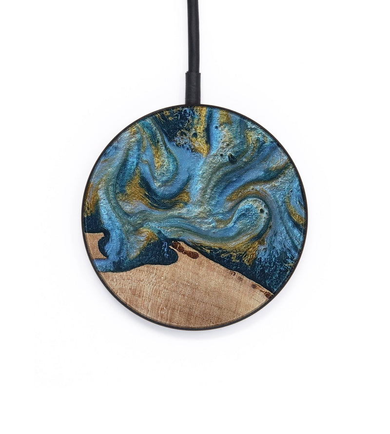 Circle Wood Wireless Charger - Emmer (Teal & Gold, 815235)
