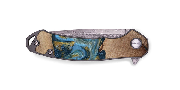 EDC Wood Pocket Knife - Emmer (Teal & Gold, 815235)