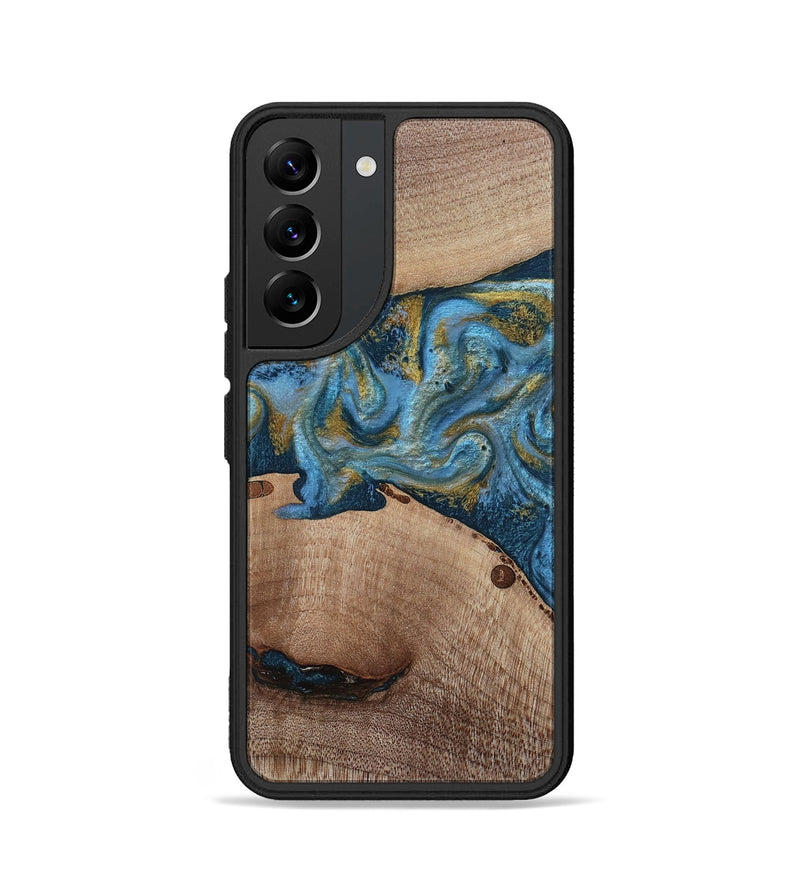 Galaxy S22 Wood Phone Case - Emmer (Teal & Gold, 815235)