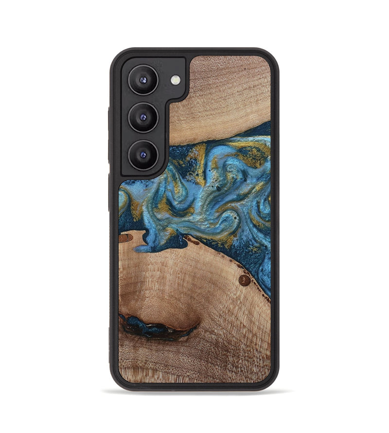 Galaxy S23 Wood Phone Case - Emmer (Teal & Gold, 815235)