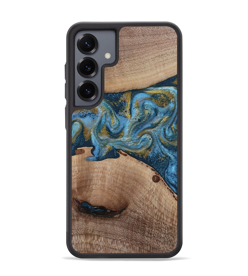 Galaxy S25 Plus Wood Phone Case - Emmer (Teal & Gold, 815235)