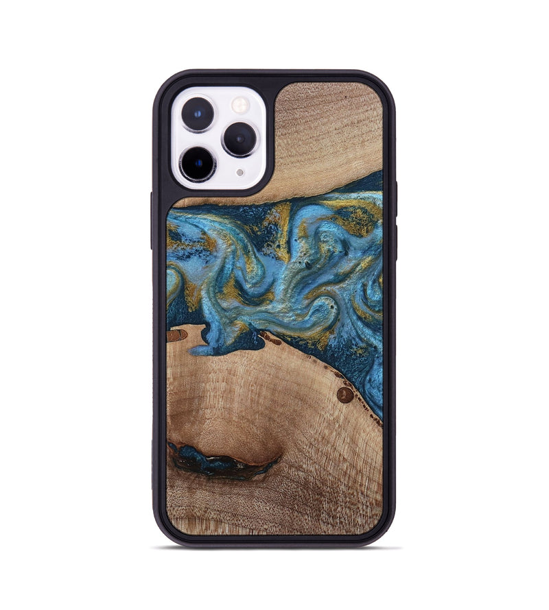 iPhone 11 Pro Wood Phone Case - Emmer (Teal & Gold, 815235)