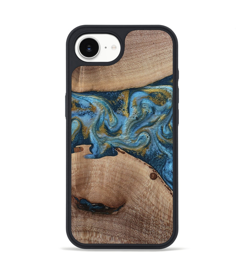 iPhone 17e Wood Phone Case - Emmer (Teal & Gold, 815235)