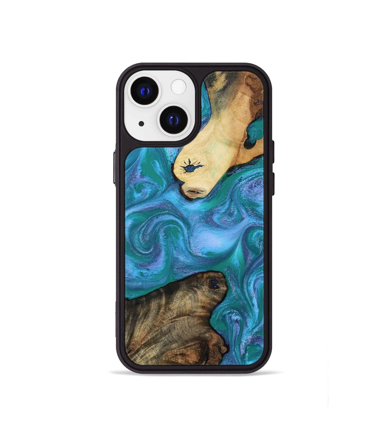 iPhone 13 mini Wood Phone Case - Andria (Blue, 815255)